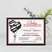 Zebra Print Balloons Roze babyschoeisel Kaart (Staand voorkant)