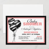 Zebra Print Balloons Roze babyschoeisel Kaart (Voorkant / Achterkant)