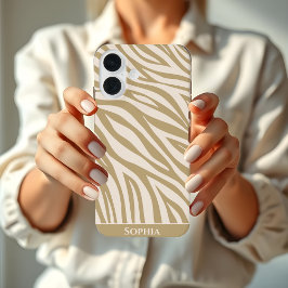 Zebra Print-Beige iPhone 16 Hoesje
