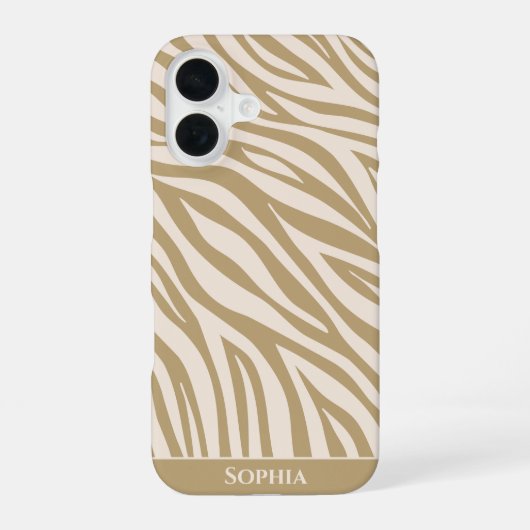 Zebra Print-Beige iPhone 16 Hoesje (Achterkant)