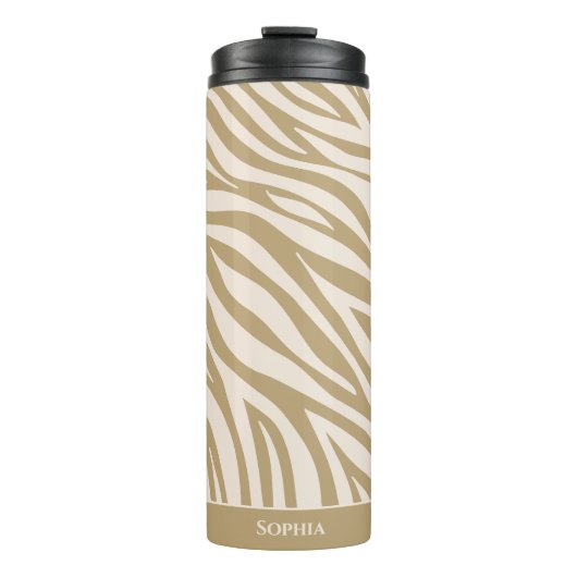 Zebra Print-Beige Thermosbeker (Voorkant)