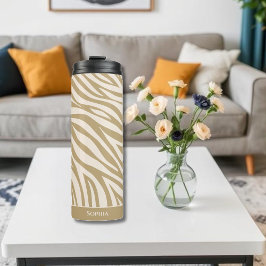 Zebra Print-Beige Thermosbeker