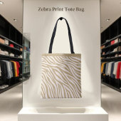 Zebra Print-Beige Tote Bag