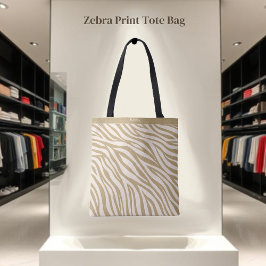 Zebra Print-Beige Tote Bag