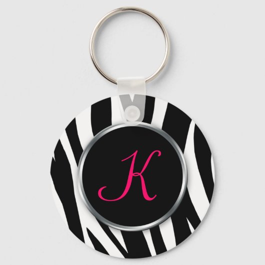 Zebra Print : Berry Monogram : Sleutelhanger (Voorkant)