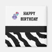 Zebra Print Bird en Birthday ballonnen Magneet (Voorkant)