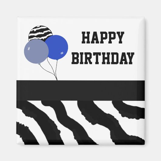 Zebra Print Birthday ballonnen Magneet (Voorkant)
