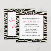Zebra Print Birthday Kaart (Voorkant / Achterkant)