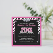 Zebra Print Birthday Party Invitation Kaart (Staand voorkant)
