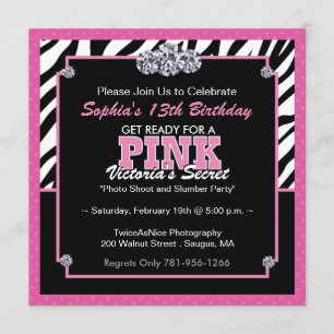 Zebra Print Birthday Party Invitation Kaart