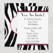 Zebra Print Birthday Party Invitation Kaart (Voorkant / Achterkant)