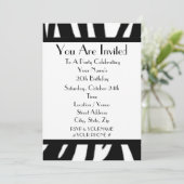 Zebra Print Birthday Party Invitation Kaart (Staand voorkant)