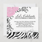  Zebra Print Birthday Party Invitation Kaart (Achterkant)