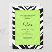 Zebra Print Birthday Party Invitation Kaart (Voorkant)