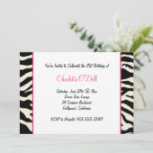 zebra print birthday party kaart (Staand voorkant)