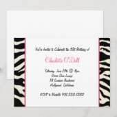 zebra print birthday party kaart (Voorkant / Achterkant)