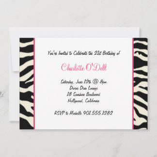 zebra print birthday party kaart