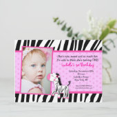 Zebra Print Birthday party Uitnodigingen (Staand voorkant)