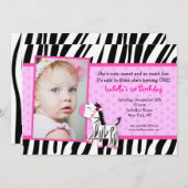 Zebra Print Birthday party Uitnodigingen (Voorkant / Achterkant)