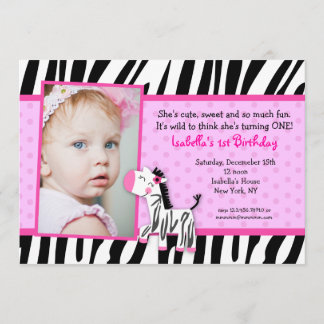 Zebra Print Birthday party Uitnodigingen