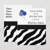 Zebra Print Birthday Uitnodiging (Voorkant / Achterkant)