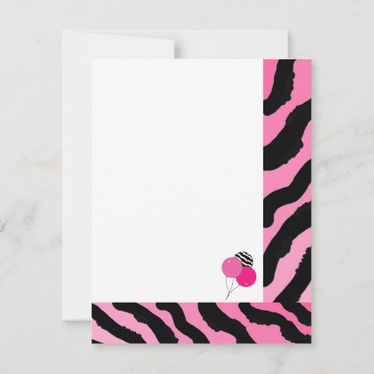 Zebra Print Birthday Uitnodiging (Achterkant)