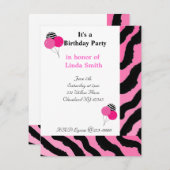 Zebra Print Birthday Uitnodiging (Voorkant / Achterkant)