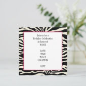 Zebra Print Birthday Uitnodiging (Staand voorkant)