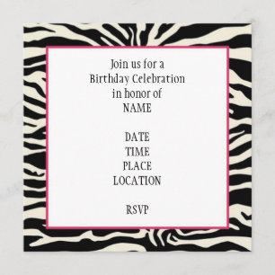 Zebra Print Birthday Uitnodiging