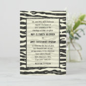 Zebra Print Black Beige Elegant Vintage Wedding Kaart (Staand voorkant)