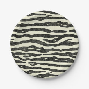 Zebra Print Black Ecru Striped Animal Safari Papieren Bordje