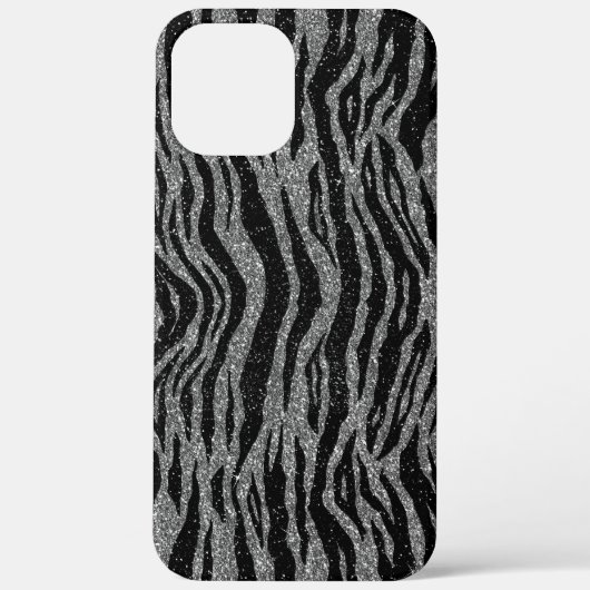 Zebra Print Black en Grey Silver Case-Mate iPhone Case (Achterkant)