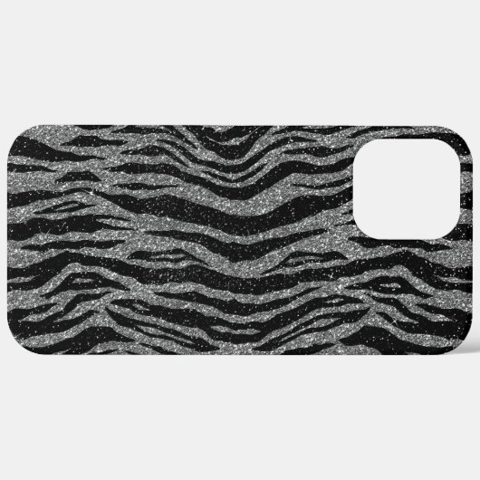 Zebra Print Black en Grey Silver Case-Mate iPhone Case (Achterkant / Rechts)