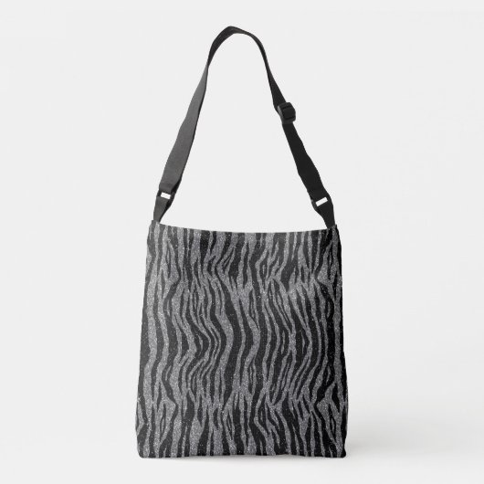 Zebra Print Black en Grey Silver Crossbody Tas (Achterkant)