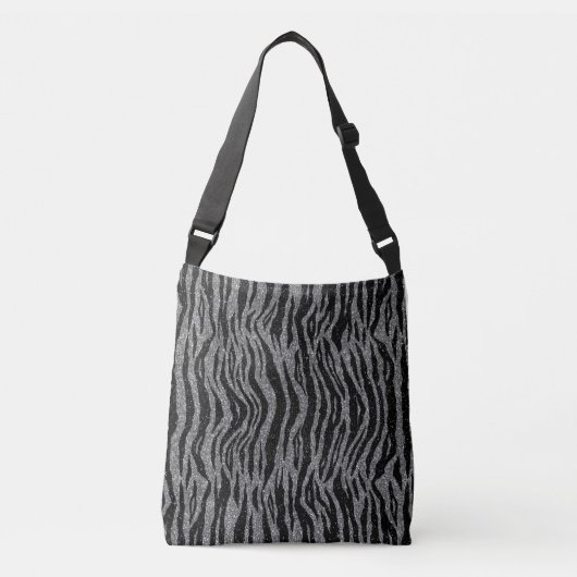 Zebra Print Black en Grey Silver Crossbody Tas (Voorkant)
