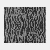 Zebra Print Black en Grey Silver Fleece Deken (Voorkant (Horizontaal))