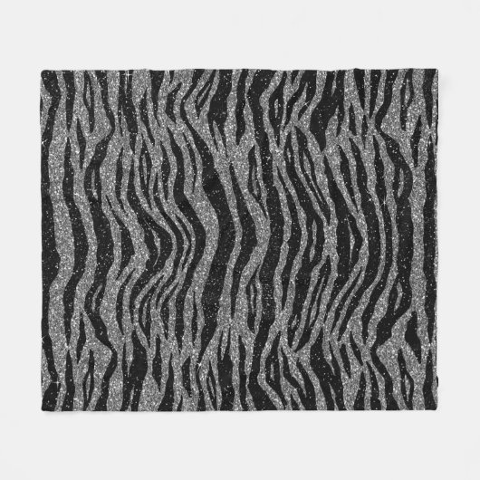 Zebra Print Black en Grey Silver Fleece Deken (Voorkant (Horizontaal))
