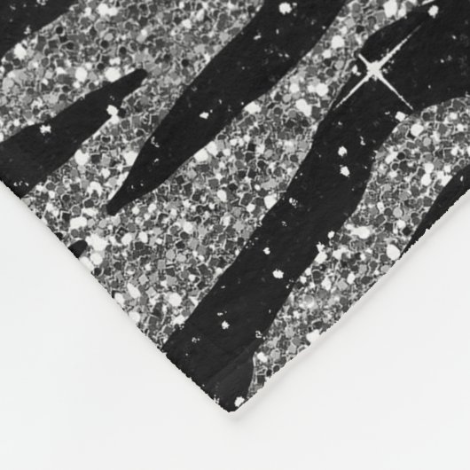 Zebra Print Black en Grey Silver Fleece Deken (Hoek)