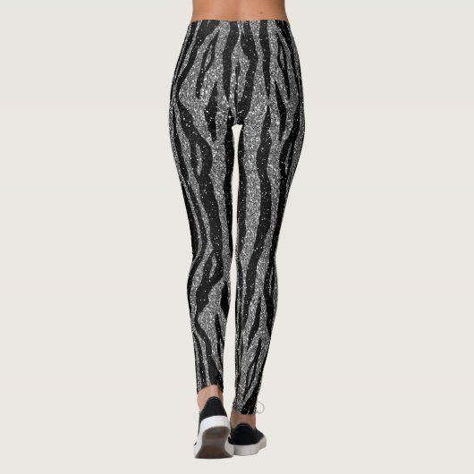 Zebra Print Black en Grey Silver Leggings (Achterkant)