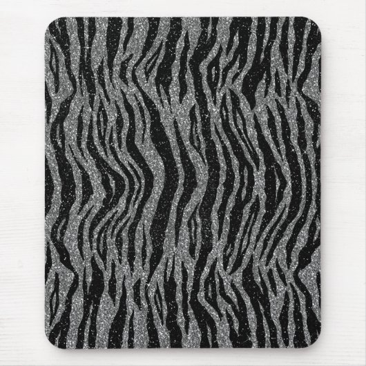 Zebra Print Black en Grey Silver Muismat (Voorkant)