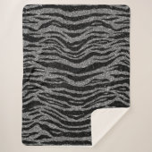 Zebra Print Black en Grey Silver Sherpa Deken (Voorkant)