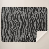 Zebra Print Black en Grey Silver Sherpa Deken (Voorkant (horizontaal))