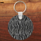 Zebra Print Black en Grey Silver Sleutelhanger (Voorkant)