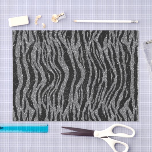 Zebra Print Black en Grey Silver Tissuepapier (Craft)