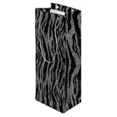 Zebra Print Black en Grey Silver Wijn Cadeautas (Achterkant Gekanteld)