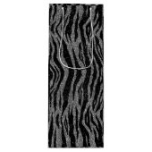 Zebra Print Black en Grey Silver Wijn Cadeautas (Voorkant)