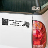 Zebra Print Black en White Stripes Bumpersticker (Op Truck)