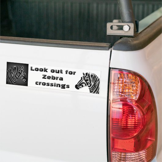 Zebra Print Black en White Stripes Bumpersticker (Op Truck)