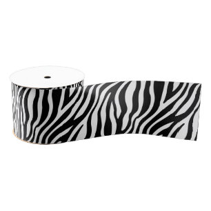 Zebra Print Black en White Stripes Pattern Grosgrain Lint