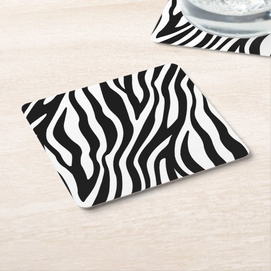 Zebra Print Black en White Stripes Pattern Kartonnen Onderzetters (Schuin)